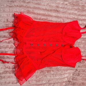 Elegant Red Lace Women's Lingerie Set